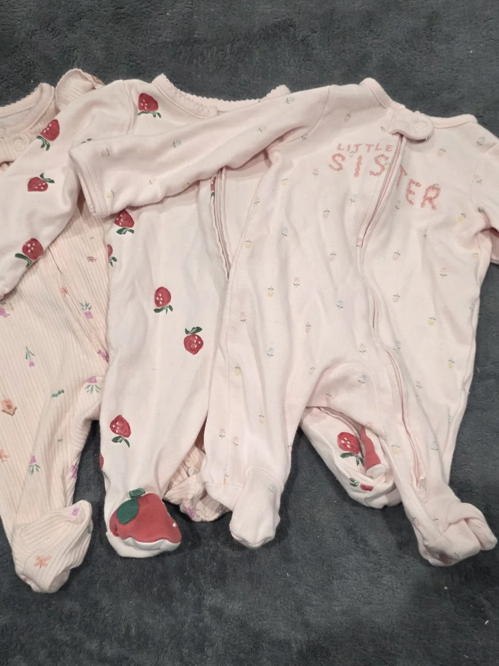 Pink Strawberry Print Baby One-Piece Sleeper - Little Sister Carters